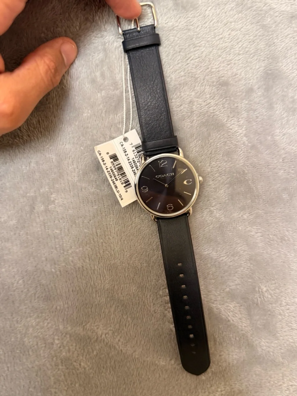 Coach Men's Navy Dial Leather Strap Watch with Silver Case - Picture 3 of 3